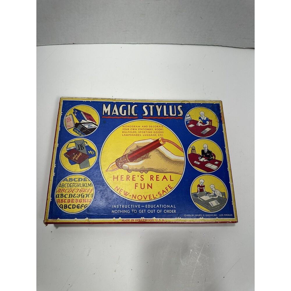 Vintage‎ THE MAGIC STYLUS 1933 Wood burning Tool set in Box Old, Used But Works!